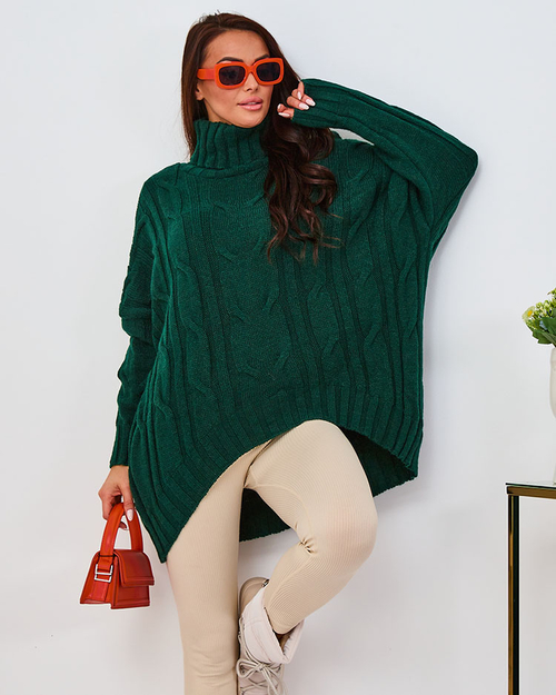 Royalfashion Жіночий кобальтовий асиметричний светр з водолазкою