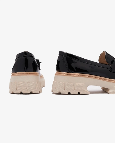 Чорні лаковані жіночі мокасини з китицями Kaipo- Footwear