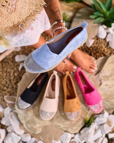 Royalfashion Blaue Damen-Espadrilles mit Zirkonen Iterica