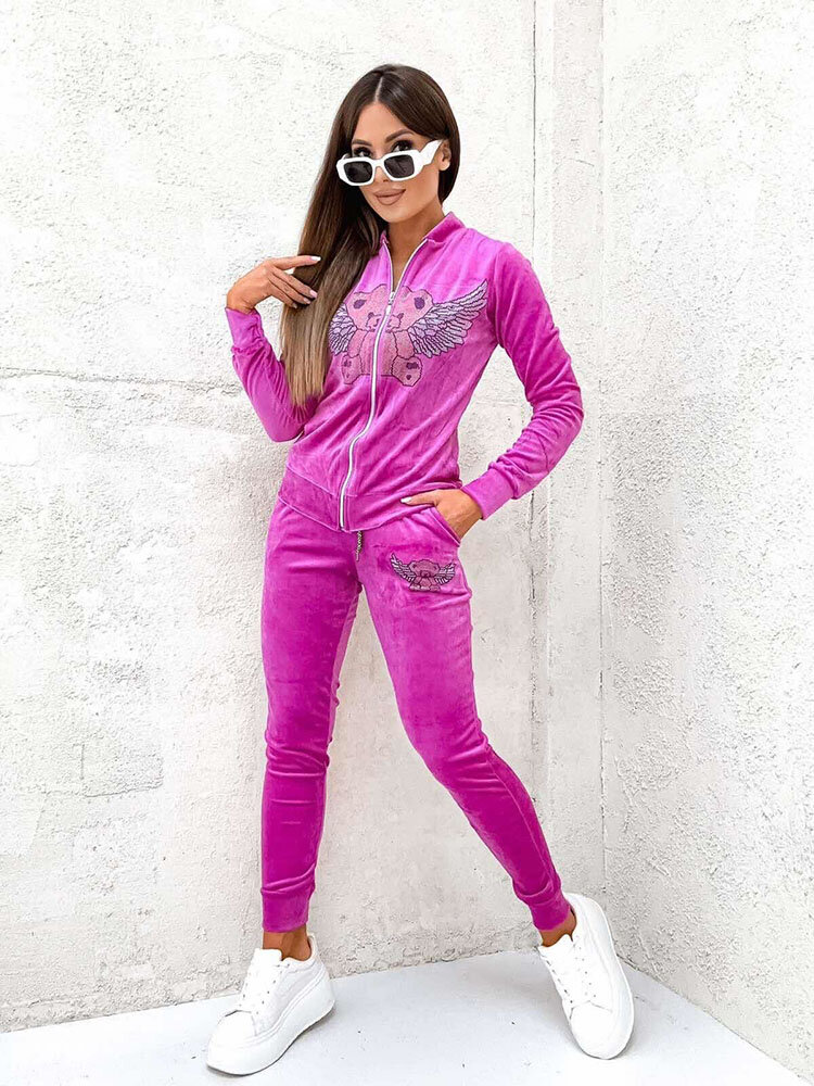 Royalfashion Graues gestreiftes Damen-Sweatshirt-Set