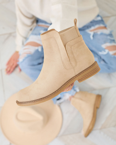 Royalfashion Beige Damen Öko-Wildleder Veysi Stiefel a'la sable Absätze
