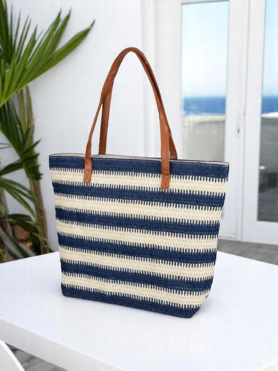 Royalfashion Велика солом'яна жіноча сумка Straw Stripe