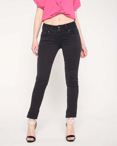 Klassische schwarze Damenjeans mit niedriger Taille - Kleidung
