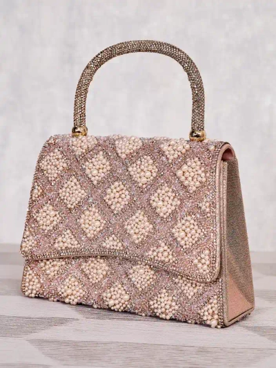 Royalfashion Kleine Handtasche für Frauen mit Zirkonia und Perlen