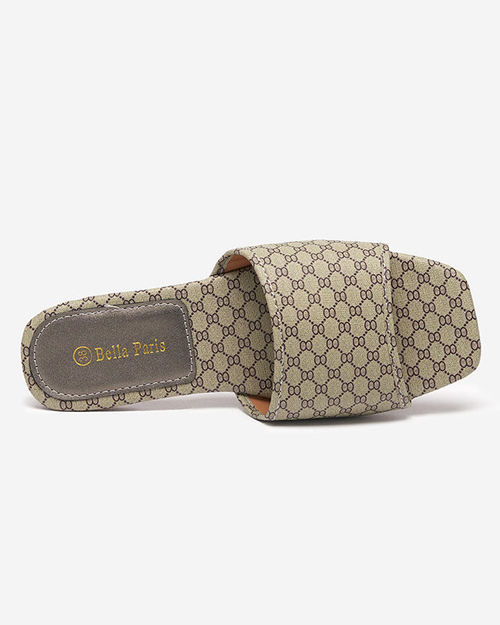 Жіночі шльопанці з візерунком кольору хакі Reverdi - Взуття