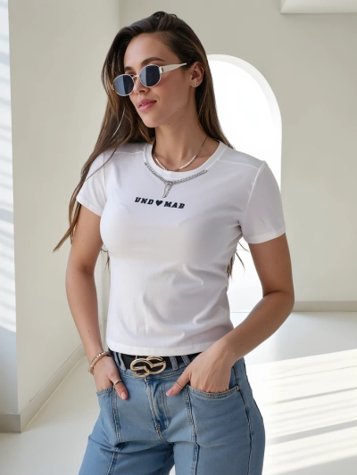 Royalfashion Damen Baumwoll Crop Top mit Druck