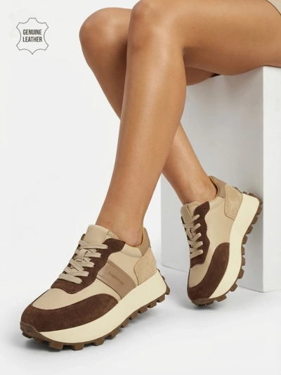 Sportliche Damen-Sneakers aus Naturleder Naterre