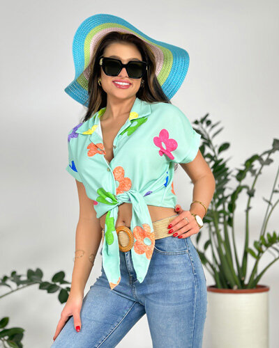 Royalfashion Damen Hemd kurz geblümt