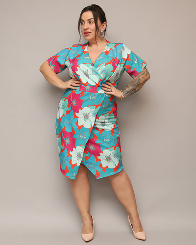 Royalfashion Damen Kleid aus geblümtem Stoff PLUS SIZE