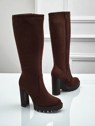 Damen Öko-Wildleder Stiefel mit Blockabsatz GaleNest