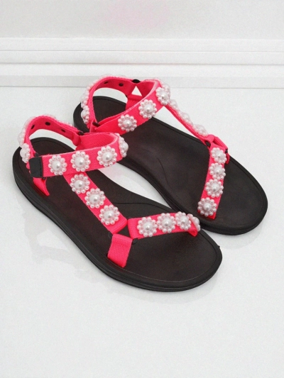 Sandalen Livia Rosa – Bequeme Royalfashion Damen Sandalen mit Perlenstrass