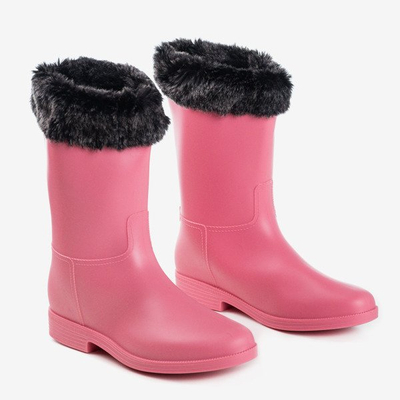 Rosa matte Gummistiefel mit Gumi-Fell - Schuhe