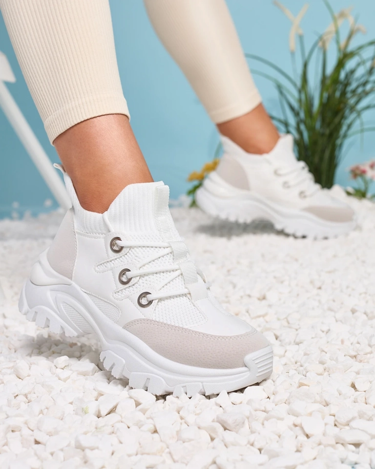 Sportliche Damen-Sneakers in Weiß und Beige Hasola- Footwear