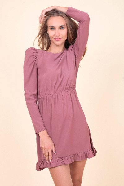 Dunkelrosa Kleid mit Rüschen - Kleidung