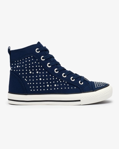 Marineblaue High-Top-Sneakers mit Zirkonen Totulu- Footwear