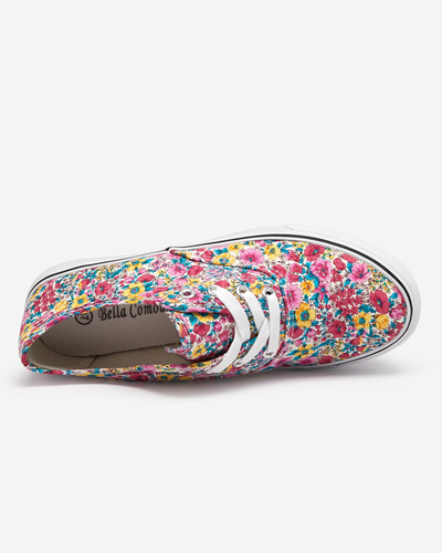 OUTLET Rosa Damensneaker mit Blumen Sertoli - Schuhe