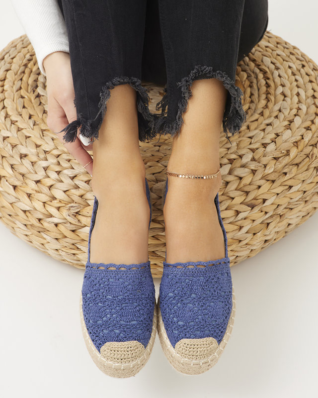 Blaue Damen-Espadrilles mit Lochmuster auf Plateau Ezerra - Schuhe
