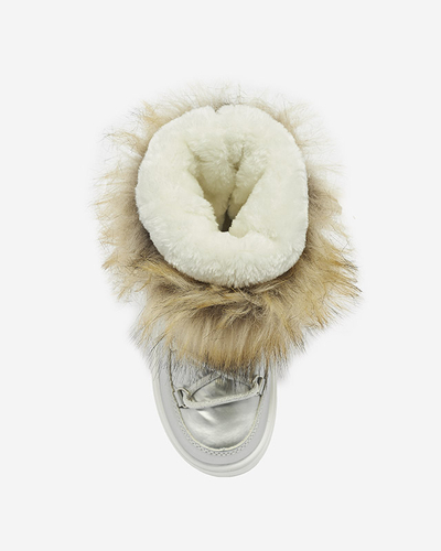 Сріблясті дитячі сліпони а-ля снігоступи з хутром Asika - Взуття