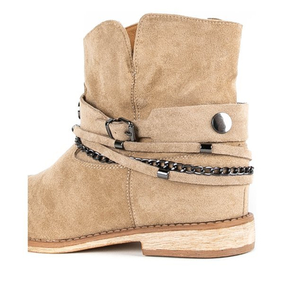 Beigefarbene Cowboystiefel an einem Salem-Keilabsatz - Schuhe