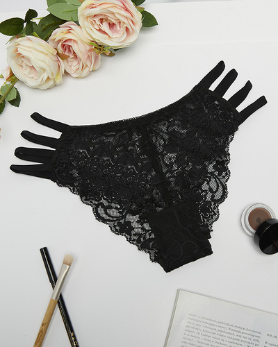 Schwarzer Damen-Spitzen-BH-Slip - Unterwäsche