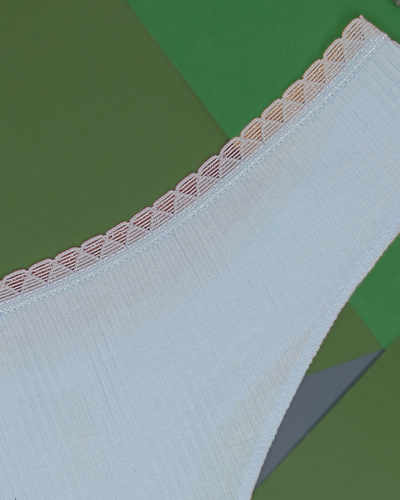 Blauer gerippter Damen-String - Unterwäsche