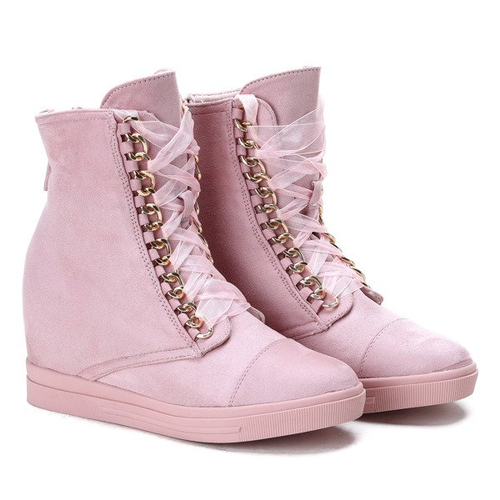 Różowe sneakersy na koturnie Tirana- Obuwie