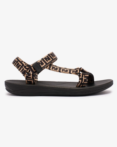 Royalfashion Schwarze und braune Damen-Sport-Sandalen mit Druck Iberifa