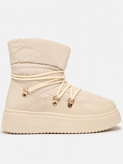Royalfashion Damen Schlupf-Schneestiefel in Cremefarbe Dabenda