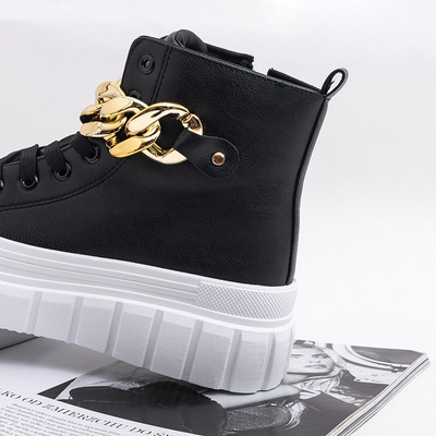 Hohe schwarze Damen-Sneaker auf der Lanculi-Plattform - Schuhe