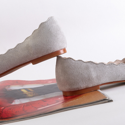 Hellgraue Damen Ballerinas aus Öko-Wildleder Antonelia - Footwear