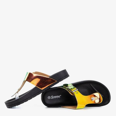 OUTLET Schwarze holografische Damensandalen mit Schnalle Manila - Schuhe
