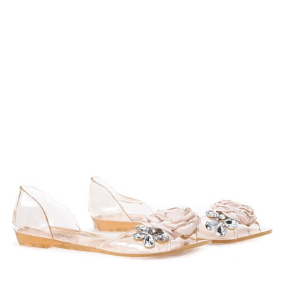 Beige transparente Ballerinas mit Malia-Verzierungen - Schuhe