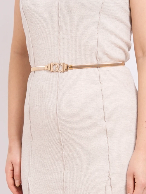 Aurelia Roma – Золотий тонкий жіночий металевий пасок з оздобленою пряжкою