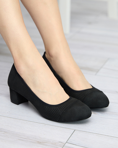 Schwarze durchbrochene Pumps auf dem Pfosten in Schwarz Pollam - Footwear