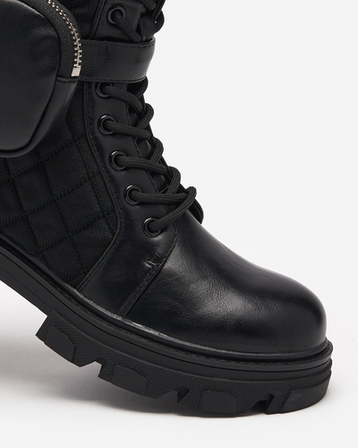 Schwarze hohe Damenstiefel mit Tasche Sareulia - Footwear