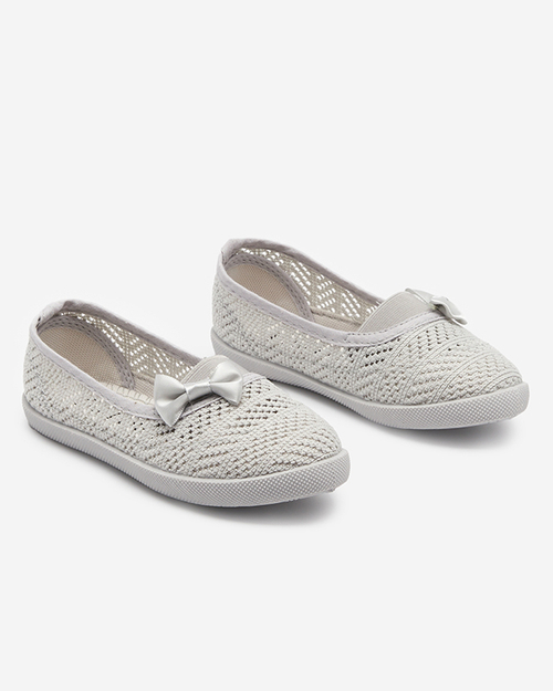 Graue durchbrochene Turnschuhe für Mädchen mit Schleife Apllo - Schuhe