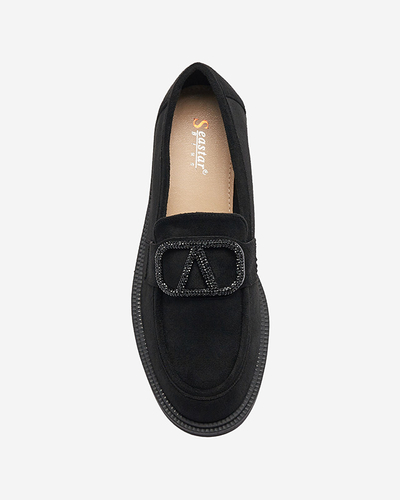 Schwarze Damen Mokassins mit Ornament Fogras- Footwear