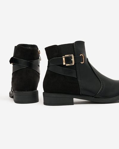 Royalfashion Schwarzer Damenstiefel a'la sztyblety mit Schnalle Ifeloper