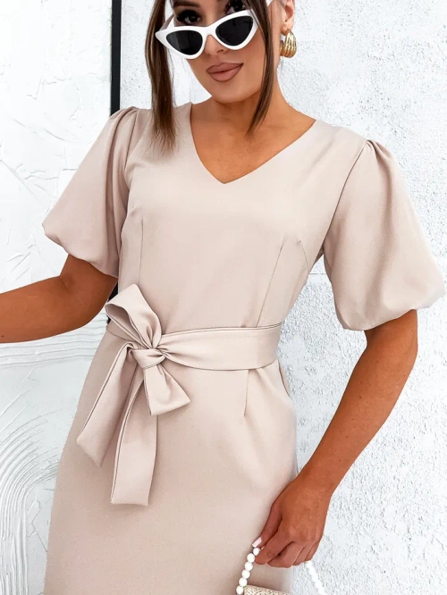 Royalfashion Жіноча міні-сукня з рукавами-ліхтариками та V-подібним вирізом