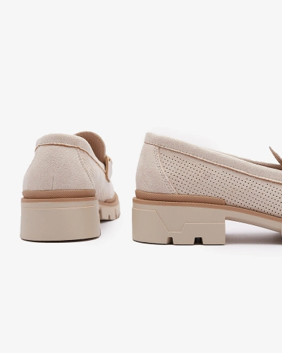 Cremefarbene durchbrochene Damenmokassins mit Kette Imerila - Footwear