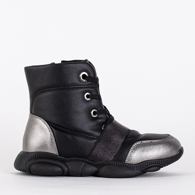 Schwarze Kinderstiefel mit silbernen Einsätzen Kaliaso - Schuhe