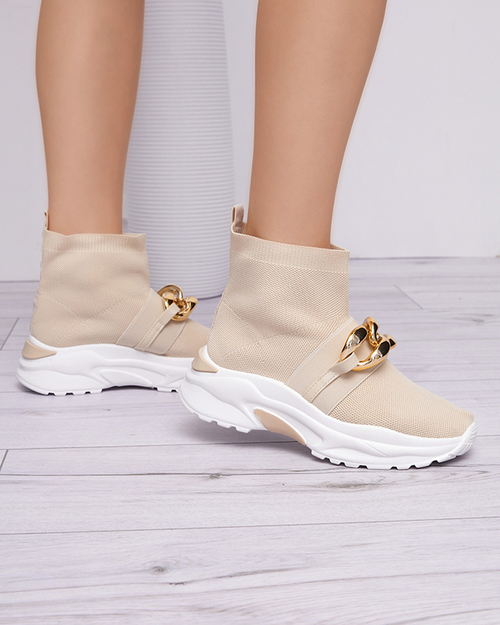 Високі жіночі бежеві кросівки Deveris - Взуття