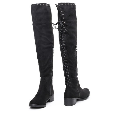 Czarne kozaki z futerkiem Judith- Obuwie