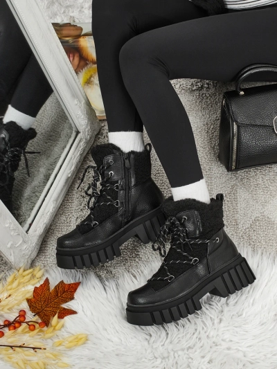 Damen Worker Boots mit Fell Cindora