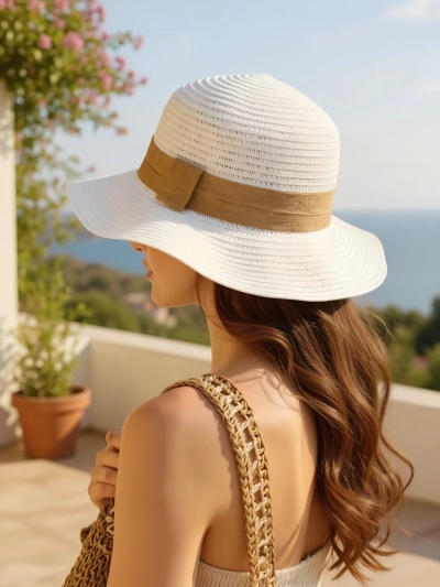 Royalfashion Damen-Strohhut Schleife Whisper