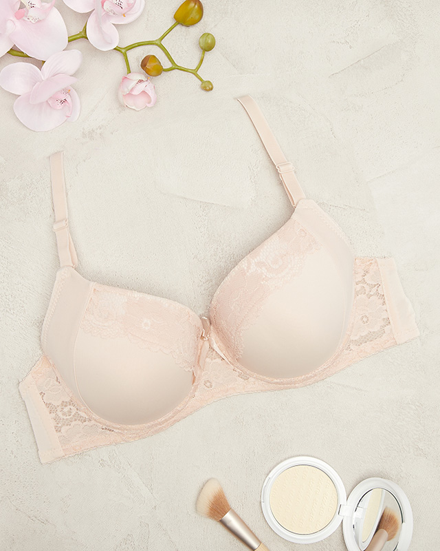 Beigefarbener Damen-BH mit Spitze - Unterwäsche