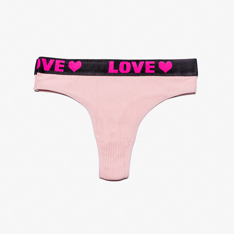 Dunkelrosa Damen-Tanga mit Aufschrift - Unterwäsche