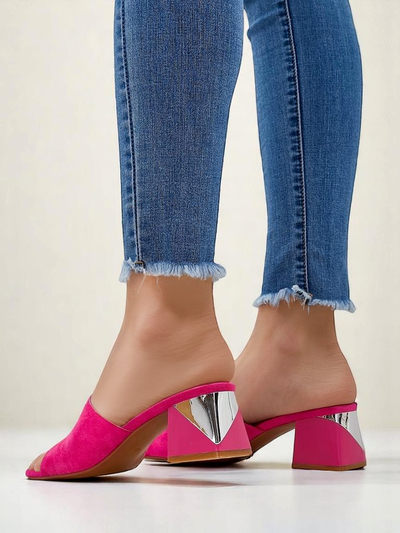 Royalfashion Damen-Slides mit dekorativen Absätzen Vollatie