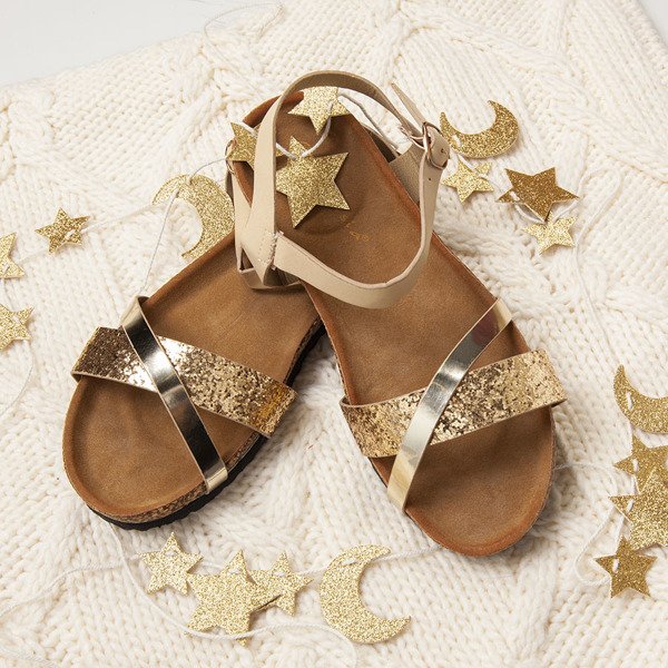 Beige- und Goldsandalen mit Glitzerarmband Nincoa - Footwear