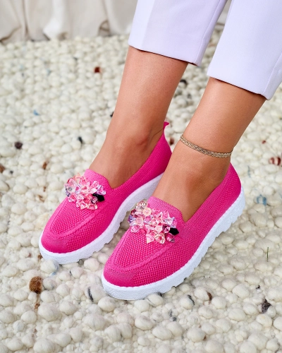 Royalfashion Fuchsia Damen verzierte Halbschuhe Enweta